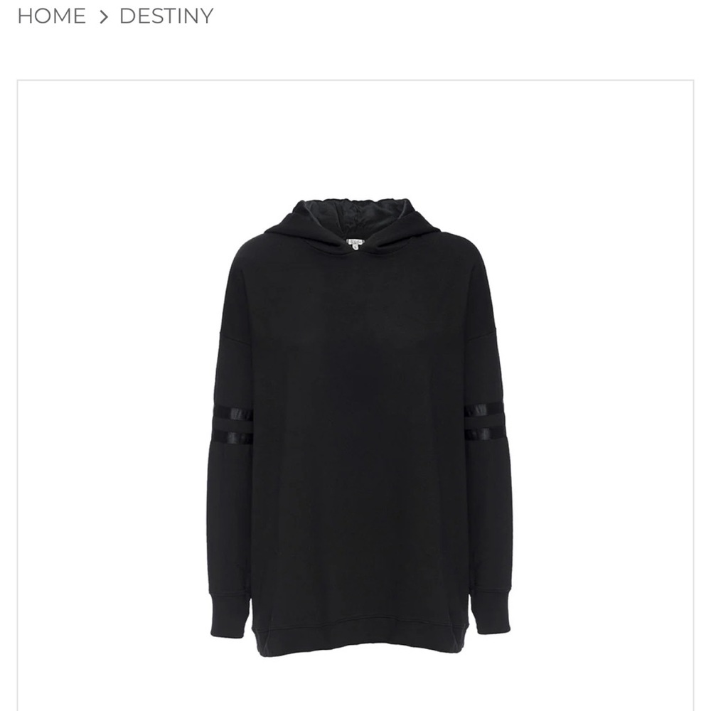 PJ Harlow French Terry Hooded Sweatshirt with Satin Trim -black